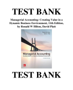 Test Bank for Managerial Accounting: Creating Value in a Dynamic Business  Environment