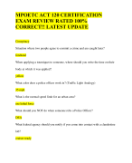 MPOETC ACT 120 CERTIFICATION  EXAM REVIEW|MPOETC State Certification Studycards| MPOETC ACT 120 Certification exam| MPOETC exam #2 criminal law open &  closed book exam| MPOETC TEST 15 Exam| MPOETC|MPOETC Study Guide| FINAL MPOETC EXAM|  Mpoetc Vehicle code exam - 50q and 20q  open book| MPOETC Certification Test| Answered 100% Correctly| Latest Update 2024-2025 