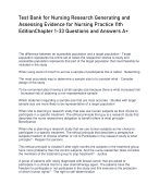 Test Bank for Nursing Research Generating and Assessing Evidence for Nursing Practice 11th EditionChapter 1-33 Questions and Answers A+