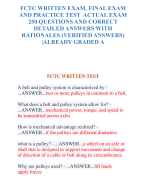 FCTC WRITTEN EXAM, FINAL EXAM  AND PRACTICE TEST ACTUAL EXAM  250 QUESTIONS AND CORRECT  DETAILED ANSWERS WITH  RATIONALES (VERIFIED ANSWERS)  |ALREADY GRADED A