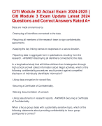 CITI Module #3 Actual Exam 2024-2025 |  Citi Module 3 Exam Update Latest 2024  Questions and Correct Answers Rated A+ | Verified Citi Module 3 Exam UpdateLatest 2024 -2025 Quiz with Accurate Solutions Aranking Allpass