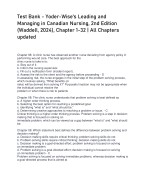 Test Bank - Yoder-Wise's Leading and Managing in Canadian Nursing, 2nd Edition (Waddell, 2024), Chapter 1-32 | All Chapters updated 