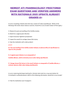 NEWEST ATI PHARMACOLOGY PROCTORED  EXAM QUESTIONS AND VERIFIED ANSWERS  WITH RATIONALE 2025 UPDATE ALREADY  GRADED A+ 