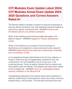 CITI Modules Exam Update Latest 2024|  CITI Modules Actual Exam Update 2024- 2025 Questions and Correct Answers  Rated A+ | Verified CITI Modules 2 Exam UpdateLatest 2024-2025 Quiz with Accurate Solutions Aranking Allpass'