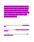 CERTIFIED PSYCHIATRIC REHABILITATION PRACTITIONER (CPRP) EXAM PREP EXAM (ACTUAL EXAM) WITH QUESTIONS WITH VERY ELABORATED ANSWERS CORRECTRY WELL ORGANIZED LATEST 2024 – 2025 ALREADY GRADED A+   