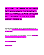 PHARMACY LAW – NEWYORK MPJE EXAM (ACTUAL EXAM) WITH QUESTIONS WITH VERY ELABORATED ANSWERS CORRECTRY WELL ORGANIZED LATEST 2024 – 2025 ALREADY GRADED A+
