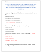 GALEN COLLEGE PHARM EXAM 1 NEWEST 2024 ACTUAL  EXAM COMPLETE 150 QUESTIONS AND CORRECT  DETAILED ANSWERS (VERIFIED ANSWERS) |ALREADY  GRADED A+