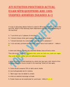 ATI NUTRITION PROCTORED ACTUAL  EXAM WITH QUESTIONS AND 100%  VERIFIED ANSWERS 