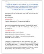 ADVANCED PHARMACOLOGY FINAL EXAM NEWEST 2024  ACTUAL EXAM COMPLETE 100 QUESTIONS AND CORRECT  DETAILED ANSWERS (VERIFIED ANSWERS) |ALREADY  GRADED A+ (WALDEN UNIVERSITY)