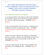 NEW YORK ADJUSTER EXAM NEWEST 2024 (3  LATEST VERSIONS) COMPLETE 300 QUESTIONS AND  CORRECT DETAILED ANSWERS (VERIFIED  ANSWERS) |ALREADY GRADED A