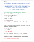 ABYC MARINE ELECTRICAL CERTIFICATION EXAM  NEWEST 2024 ACTUAL EXAM 2 LATEST VERSIONS  (VERSION A AND B) COMPLETE 250 QUESTIONS AND  CORRECT DETAILED ANSWERS (VERIFIED  ANSWERS) |ALREADY PASSED!