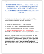 HESI PN FUNDAMENTALS EXAM TEST BANK  NEWEST 2023-2024 COMPLETE 300 QUESTIONS  AND CORRECT DETAILED ANSWERS WITH  RATIONALES (VERIFIED ANSWERS) |ALREADY  GRADED A+