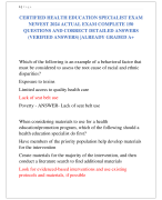 CERTIFIED HEALTH EDUCATION SPECIALIST EXAM  NEWEST 2024 ACTUAL EXAM COMPLETE 150  QUESTIONS AND CORRECT DETAILED ANSWERS  (VERIFIED ANSWERS) |ALREADY GRADED A+