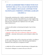 ATI RN LEADERSHIP PROCTORED WITH NGN  NEWEST 2024 ACTUAL EXAM 100 QUESTIONS  AND CORRECT DETAILED ANSWERS WITH  RATIONALES (VERIFIED ANSWERS) |ALREADY  GRADED A+