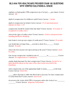 BLS AHA FOR HEALTHCARE PROVIDER EXAM 100 QUESTIONS WITH VERIFIED SOLUTIONS/A+ GRADE