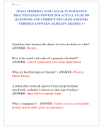 TEXAS PROPERTY AND CASUALTY INSURANCE PRACTICE EXAM NEWEST 2024 ACTUAL EXAM 350  QUESTIONS AND CORRECT DETAILED ANSWERS  (VERIFIED ANSWERS) |ALREADY GRADED A+