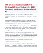 RM: Citi Modules Exam 2024 | Citi  Modules RM Exam Update 2024-2025  Questions and Correct Answers Rated  A+ | Verified RM Citi Modules Exam ActualUpdate 2024 -2025 Quiz with Accurate Solutions Aranking Allpass'