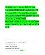 Test Bank for Lewis Medical Surgical Nursing 12TH Edition by By Mariann M. Harding, Jeffrey Kwong, Debra Hagler, and Courtney Reinisch/Updated Version 2024/2025/ All Chapters Covered(Chapter 1 to Chapter 69)/100% Correct 