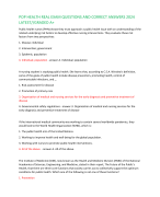 POP HEALTH REAL EXAM QUESTIONS AND CORRECT ANSWERS 2024  LATEST//GRADED A+