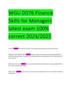 WGU D076 Finance Skills for Managers 2024