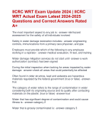IICRC WRT Exam Update 2024 | IICRC  WRT Actual Exam Latest 2024-2025  Questions and Correct Answers Rated  A+ | Verified IICRC WRT Exam ActualUpdate 2024-2025 Quiz with Accurate Solutions Aranking Allpass'