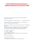 SLCC Health Assessment Exam 1 Updated Questions and Answers 2024