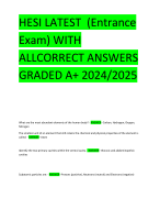 HESI LATEST  (Entrance Exam) WITH ALLCORRECT ANSWERS GRADED A+ 2024/2025