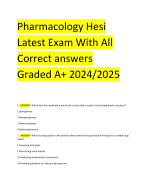 Pharmacology Hesi Latest Exam With All Correct answers Graded A+ 2024/2025
