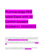 Pharmacology HESI latest Exam with All Correct Answers Graded A+ 2024/2025