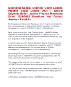 Minnesota Special Engineer Boiler License  Practice Exam Update 2024 | Special  Engineer Boiler License Practice Minnesota  Exam 2024-2025 Questions and Correct  Answers Rated A+ | Verified Minnesota Special Engineer Boiler License  Practice Exam UpdateLatest 2024 -2025 Quiz with Accurate Solutions Aranking  Allpass'