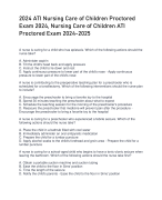 2024 ATI Nursing Care of Children Proctored Exam 2024, Nursing Care of Children ATI Proctored Exam 2024-2025