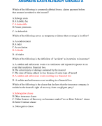 NORTH CAROLINA INSURANCE ADJUSTER EXAM 2024 2 TESTING EXAM WITH 100 QUESTIONS AND ANSWERS EACH ALREADY GRADED A 