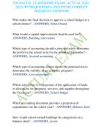 NEW UPDATED LEADERSHIP TEST, SCHOOL  FINANCIAL LEADERSHIP EXAM (ACTUAL 2024- 2025) WITH QUESTION AND THEIR CORRECT  DETAILED ANSWESR 