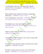 FOODHANDLERSTEST, UPGRADED NEW  SERVSAFE FOOD HANDLER EXAM (ACTUAL  2024-2025) QUESTIONS AND ANSWERS GRADED  A+.