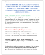 HESI LEADERSHIP AND MANAGEMENT NEWEST (3  LATEST VERSIONS) 2024 COMPLETE EACH VERSION  WITH 55 QUESTIONS AND CORRECT DETAILED  ANSWERS WITH RATIONALES (VERIFIED ANSWERS) |ALREADY GRADED A+
