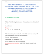 EMR WRITTEN EXAM 3 LATEST VERSIONS  (VERSION A, B AND C ) NEWEST 2024 ACTUAL EXAM  COMPLETE 450 QUESTIONS AND CORRECT  DETAILED ANSWERS (VERIFIED  ANSWERS)|ALREADY GRADED A+