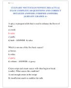 CULINARY NOCTI EXAM NEWEST 2024 ACTUAL  EXAM COMPLETE 140 QUESTIONS AND CORRECT  DETAILED ANSWERS (VERIFIED ANSWERS) |ALREADY GRADED A+