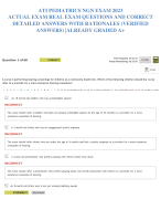 ATI PEDIATRICS NGN EXAM 2023 ACTUAL EXAM REAL EXAM QUESTIONS AND CORRECT  DETAILED ANSWERS WITH RATIONALES (VERIFIED  ANSWERS) |ALREADY GRADED A+