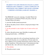 PEARSON VUE LIFE INSURANCE EXAM 2 LATEST  VERSIONS 2024 (VERSION A AND B) COMPLETE 170  QUESTIONS AND CORRECT DETAILED ANSWERS  (VERIFIED ANSWERS) |ALREADY GRADED A+