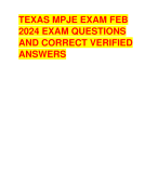 TEXAS MPJE EXAM FEB  2024 EXAM QUESTIONS  AND CORRECT VERIFIED  ANSWERS