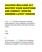 2024/2025 WELLCARE ACT  MASTERY EXAM QUESTIONS  AND CORRECT VERIFIED  ANSWERS LATEST VERSION
