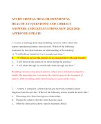 ATI RN MENTAL HEALTH 2019/MENTAL HEALTH ATI QUESTIONS AND CORRECT ANSWERS AND EXPLANATIONS.NEW 2024-2026 APPROVED UPDATE