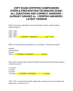 CSPT EXAM CERTIFIED COMPOUNDED STERILE PREPARATION TECHNICIAN EXAM | ALL QUESTIONS AND CORRECT ANSWERS | ALREADY GRADED A+ | VERIFIED ANSWERS | LATEST VERSION