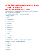 MTSU Cell and Molecular Biology Exam 1 2024/2025 updated guidelines,download to pass.