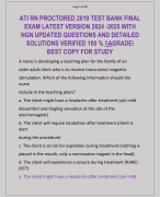 ATI RN PROCTORED 2019 TEST BANK FINAL  EXAM LATEST VERSION 2024 -2025 WITH  NGN UPDATED QUESTIONS AND DETAILED  SOLUTIONS VERIFIED 100 % \\AGRADE\ BEST COPY FOR STUDY