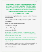 ATI PHARMACOLOGY 2019 PROCTORED TEST  BANK FINAL EXAM UPDATED VERSION 2024- 2025 QUESTIONS AND DETAILED SOLUTIONS  VERIFIED 100% \AGRADED COMPELETE  DOCUMENT FOR STUDY