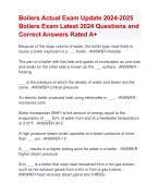 Boilers Actual Exam Update 2024-2025  Boilers Exam Latest 2024 Questions and  Correct Answers Rated A+ | Verified Boilers  Exam UpdateLatest 2024-2025 Quiz with Accurate Solutions Aranking Allpass'