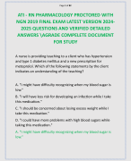 ATI - RN PHARMACOLOGY PROCTORED WITH  NGN 2019 FINAL EXAM LATEST VERSION 2024- 2025 QUESTIONS AND VERIFIED DETAILED  ANSWERS \AGRADE COMPELETE DOCUMENT  FOR STUDY