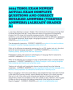 2024 TESOL EXAM NEWEST ACTUAL EXAM COMPLETE QUESTIONS AND CORRECT DETAILED ANSWERS (VERIFIED ANSWERS) ALREADY GRADED A+