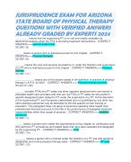 JURISPRUDENCE EXAM FOR ARIZONA STATE BOARD OF PHYSICAL THERAPY QUESTIONS WITH VERIFIED ANSWERS ALREADY GRADED BY EXPERTS 2024 